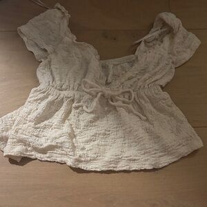 Princess Polly Cream Textured Crop Top